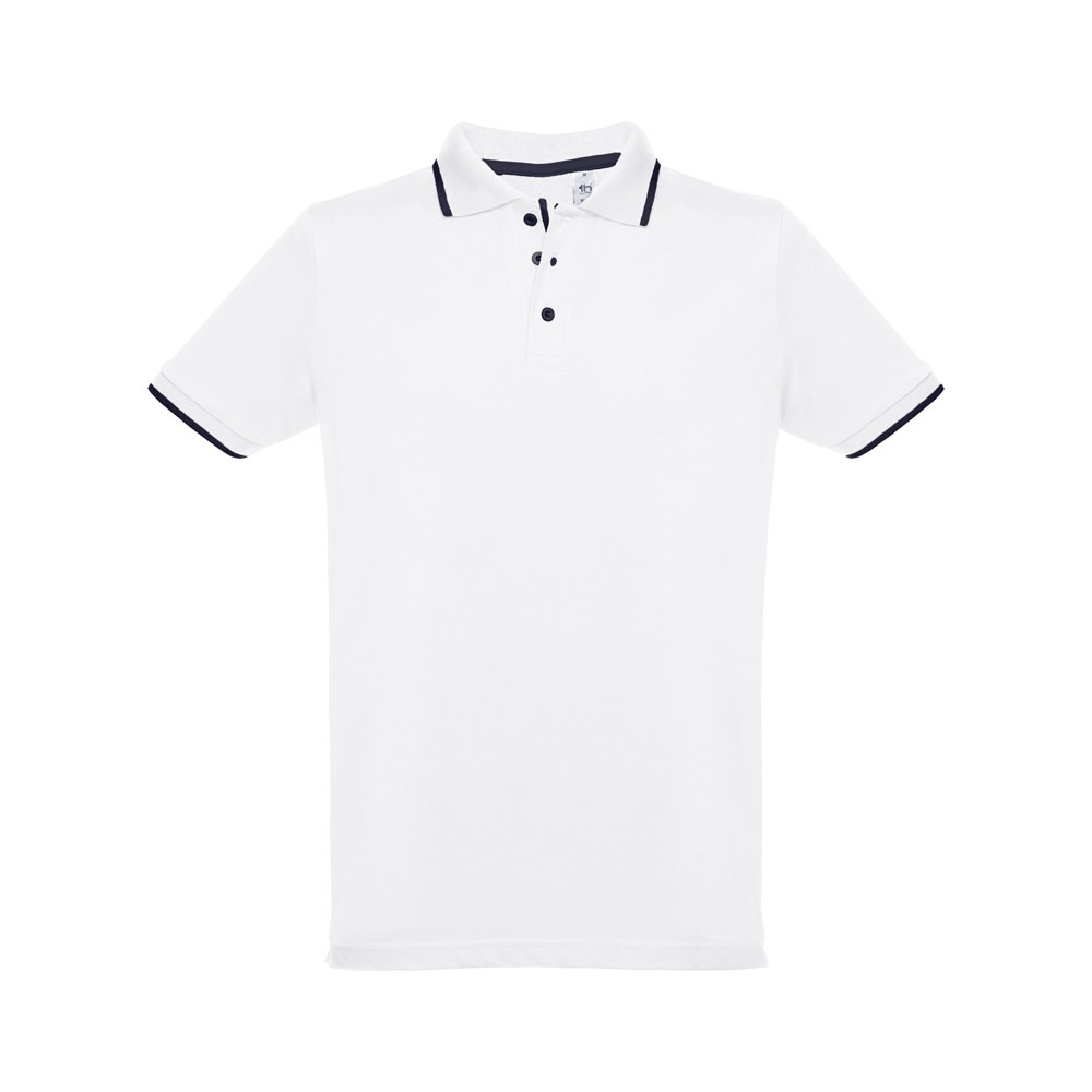 30136_106-a THC ROME WH. Męska dwukolorowa bawełniana koszulka polo. Kolor biały - obrazek 1