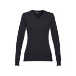 THC MILAN WOMEN. Damski sweter z dekoltem V-neck z bawełny i poliamidu